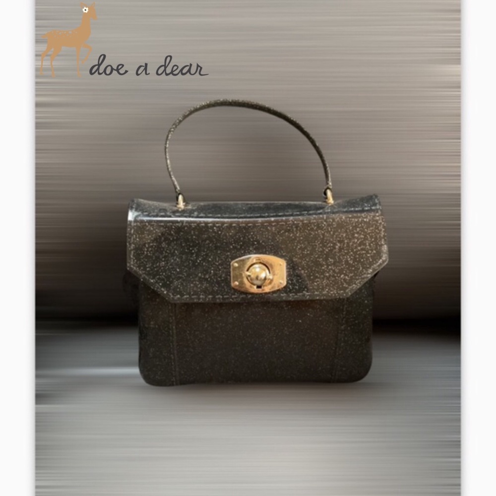 Doe a Dear Black Glitter Jelly Bag
